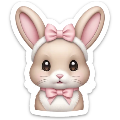 Beige bunny with a light pink bow on its head sticker