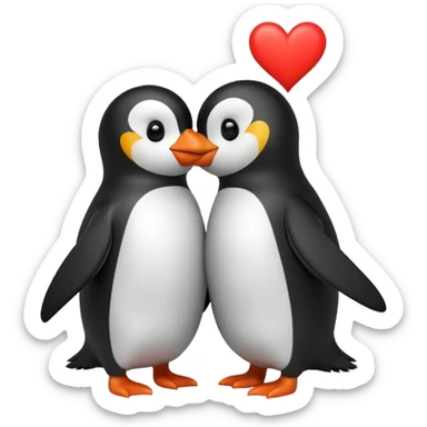 A pingouin sending a kiss with a red heart  sticker