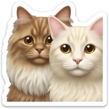 angora brown cat and cream cat sticker