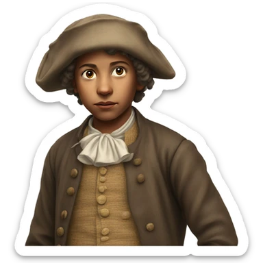 18th century peasant boy without headdress photorealistic serious sticker