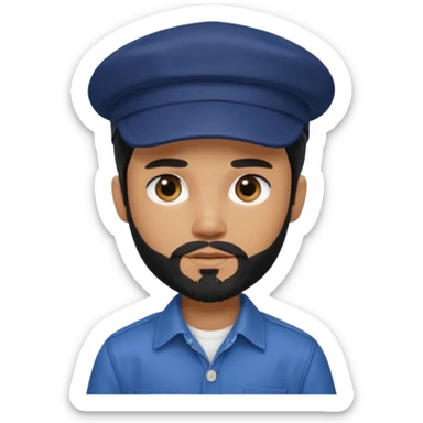 generate a fair pretty bratz boy wearing a dark blue cap and  button up shirt. Handsome

bearded and handsome

hair black long sticker