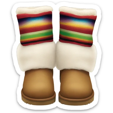 Realistic pair of serape fur Ugg boots with bows. sticker