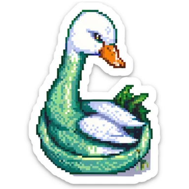 A swan made from a green terrycloth towel sticker