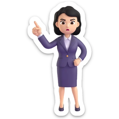 full body angry profesora pointing finger sticker