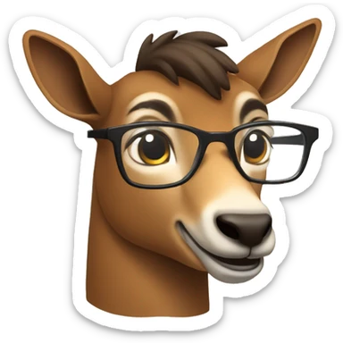 happy smart smiling brown chamois with glasses right profile sticker
