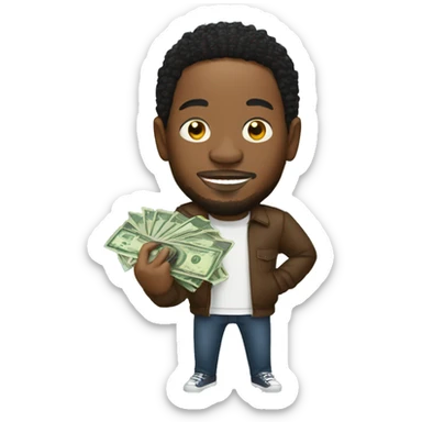 Kendrick Lamar holding money sticker