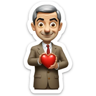 Mr Bean giving an heart sticker