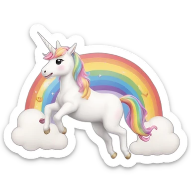 Cute kawaii unicorn jumping over a rainbow  sticker