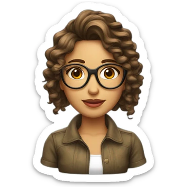 Chica alta de cabello largo y rizado y gafas sticker