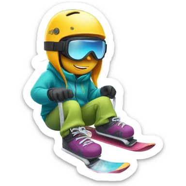 Snowboarder on a chairlift sticker