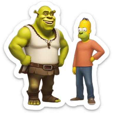 Shrek with Homer kn à ferrari sticker