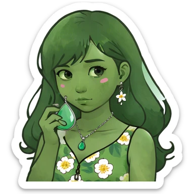 Sad Asian girl sticker