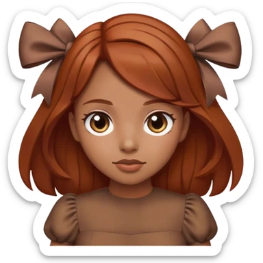 girl with reddish blunt hair and with and 2 bows brown dress sticker