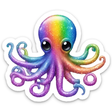 rainbow glitter octopus sticker