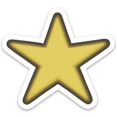 A black star icon inside a circular yellow symbol sticker