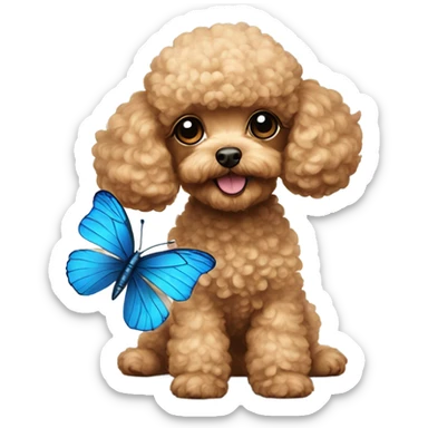 Toy poodle with blue butterfly  sticker