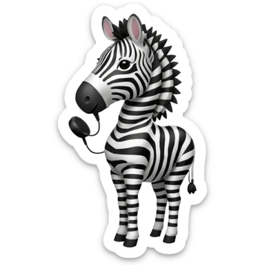 A zebra listening to music sticker