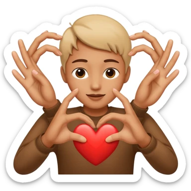 Corazón uniendo los dedos corazon y pulgar entre dos manos, cómo si se estuviera haciendo pisrola sticker