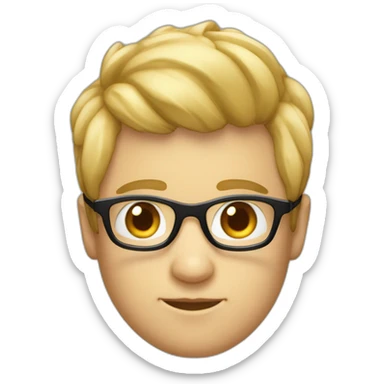 garcon maigre avec des cheveux blond des yeux bleux et des lunette noir sticker