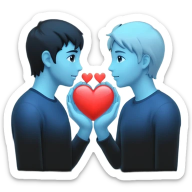 silhouette speaking to another with a heart between them sticker