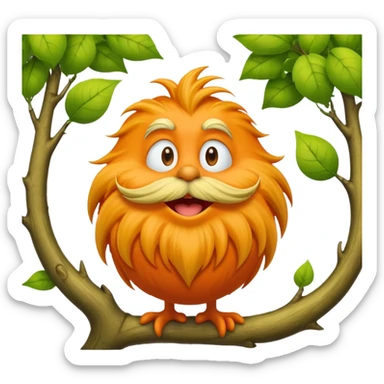 orange lorax character with yellow mustache who speaks for the trees sticker