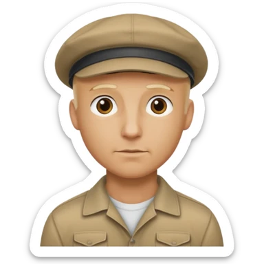 Homme fort blond chauve casquette sticker