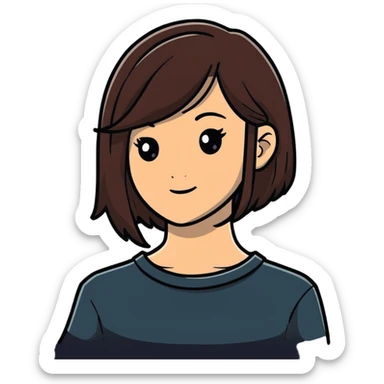 brunette girl with hair in a side part sticker
