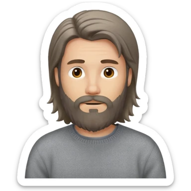 long hair bearded man sweater sticker