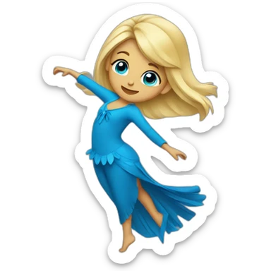 blonde girl dancing in a blue bird costume sticker