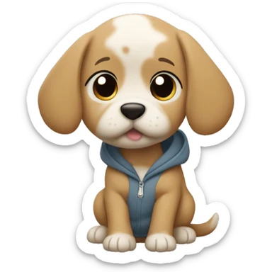 Puppy￼ with ￼a hoody ￼ sticker