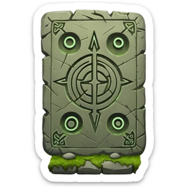 Stone Tablet – Carved gray slab with ancient runes in jyngle sticker