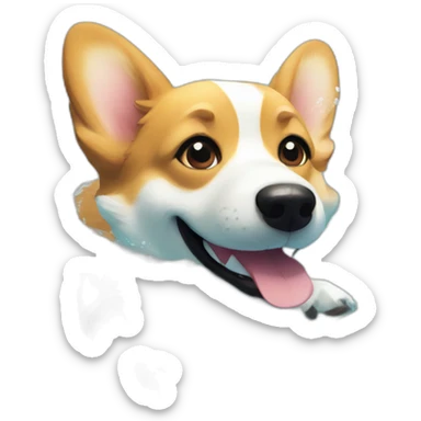 Swimming corgi water happy summer sticker