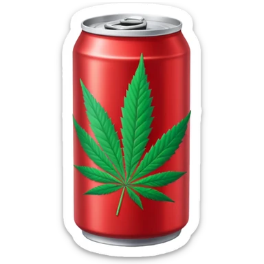 red soda can with a green cannabis leaf printed on it sticker