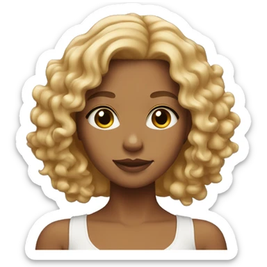 Girl with caramel skin and shoulder length blonde curly hair sticker
