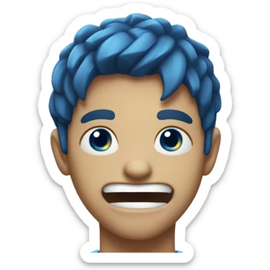 Blue fear emoji but smiling sticker