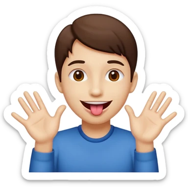 A face with tongue out smiling hands on the side sticker