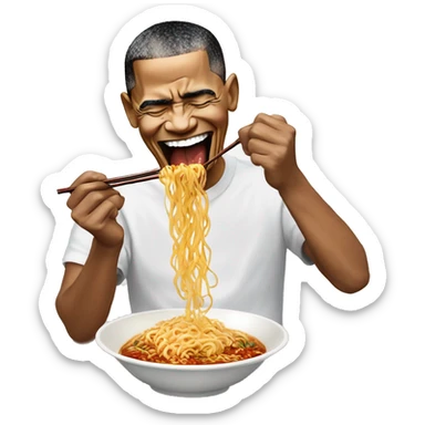 Barack Obama eating spicy ramen noodle challenge sticker