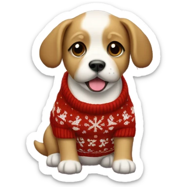 Puppie with a Christmas sweater  sticker