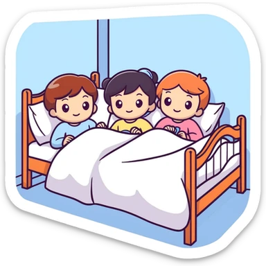 Girls in a bed
 sticker