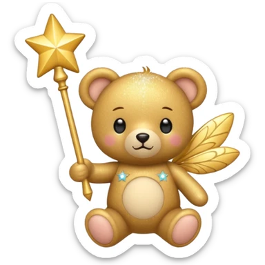 Fairy glitter teddy with wand sticker