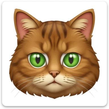 a fluffy brown tabby cat  face who is very grumpy sticker