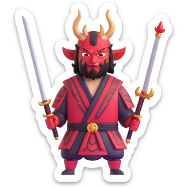Devil samurai warrior with horns sticker