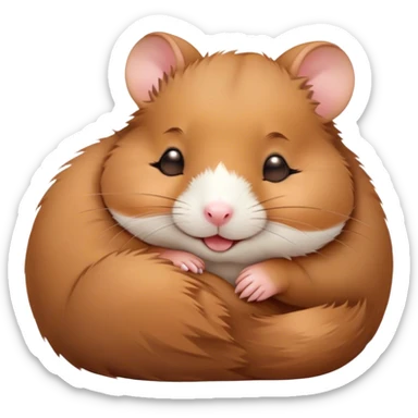 Meme-Worthy Cute Sleeping Brown Hamster Portrait Emoji, Head resting peacefully with a contented smile, showcasing a delightfully compact build and a luxuriously soft rich brown fur, eyes shut in a serene nap, Simplified yet hilariously adorable features, highly detailed, glowing with a soft, drowsy light, high shine, relaxed and utterly lovable, stylized with an air of playful laziness, bright and heartwarming, soft glowing outline, capturing the essence of a comically sleepy hamster, so meme-worthy it feels like it could instantly become the next viral sensation of adorable slumber! sticker
