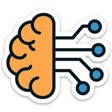 brain with circuit lines icon sticker