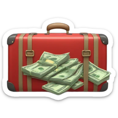 Red suitcase full of money  sticker