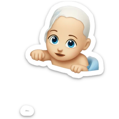 blue-eyed baby in cradle sticker