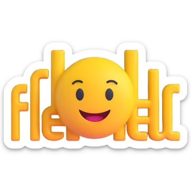 colorful 3D circular emoji with the word 'flexel' in the center in a modern font sticker