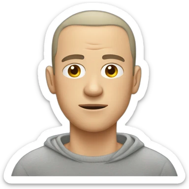tired white man with buzz cut in gray sweatshirt is spooked sticker