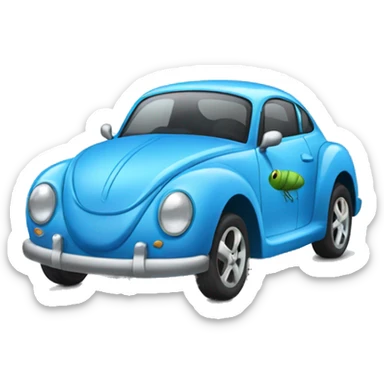 Blue car with dragonfly sticker
