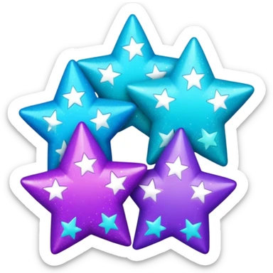glitter purple and cian 3 stars  sticker